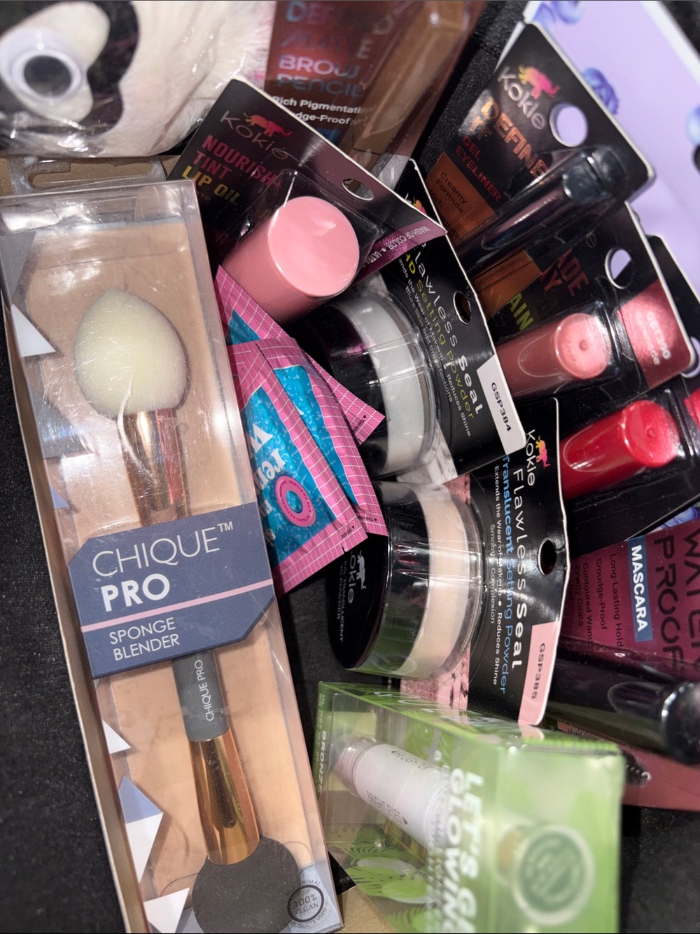 FREE Bag - Kokie Makeup Bundle — Mascara, Lip Stain, Eyeliner, Setting Powders